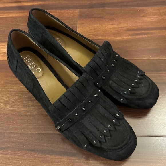 🌿SALE🌿 FRANCO SARTO Suede Leather Black Shoes size 9M - Picture 1 of 8